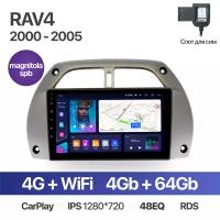 Штатная магнитола /4+64GB/ Toyota Rav4 2000 - 2005 / Тойота Рав4 / автомагнитола Android 10/2din/ головное устройство/ мультимедиа