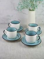 Чайный набор 4 персоны чашки и блюдца
