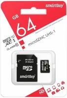 Micro SD Smartbuy 64GB Class10 microSDXC (SB128GBSDCL10-01) + SD Adapter