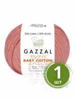 Пряжа Gazzal Baby Cotton XL (Беби Коттон XL) - 1 моток Цвет: 3435 Розовый коралл 50% хлопок, 50% акрил, 50 г 105 м