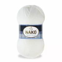 Пряжа Sport wool Nako, белый - 208, 25% шерсть, 75% премиум акрил, 5 мотков, 100 г., 120 м