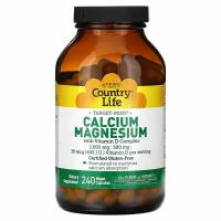 Комплекс кальция, магния и витамина D, Country Life, 240 растительных капсул