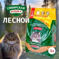 Наполнитель сибирская кошка впитывающий древесный для кошек Лесной (5 л)