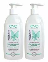 EVO Intimate Жидкое мыло для интимной гигиены с молочной кислотой рН 5,2, 400 мл х 2 шт (800 мл), бутылка с дозатором