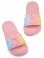 Тапочки резиновые для девочки / шлепанцы пляжные на девочку, пляжная обувь детская / детские шлепки для мальчиков / персик, р28