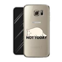 Силиконовый чехол на Samsung Galaxy S6 edge / Самсунг Галакси S6 edge "Cat not today", прозрачный