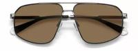 Мужские солнцезащитные очки Polaroid PLD 4118/S/X 85K SP, цвет: серый, цвет линзы: коричневый, авиаторы, металл