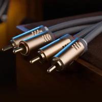 Межблочный HiFi/HiEnd кабель OFC 24k 2RCA to 2RCA, два канала, JSJ-2RCA1, посеребренная медь экранированная бескислородной медью,1м