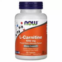 NOW L-Carnitine, L-Карнитин 1000 мг - 50 таблеток