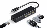 Сетевая карта с USB-хабом, 10/100 Мбит (USB-C) SR9900 черный