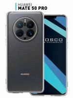 Чехол для Huawei Mate 50 Pro (Хуавей Мате 50 Про) тонкий, накладка с защитой модуля камер, прозрачный ROSCO