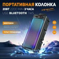 Колонка беспроводная Bluetooth GFPoWeR MK1 караоке (USB/SD/AUX/FM) 20 Вт, микрофон + пульт