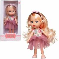 Кукла 16см Малышка-милашка в платье с верхом с цветочном принтом и ярко-розовым низом - Junfa [WJ-30338]