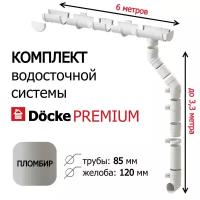 Водосточная система Docke Premium, 6м/3,3 м, цвет пломбир, RAL 9003, пластиковый