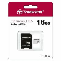 Карта памяти MicroSD 16Гб Transcend TS16GUSD300S-A