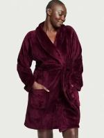 Халат Victoria's Secret XS/S бордовый велюровый на запах с поясом, карманами и отложным воротником