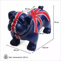 Манекен собаки "Английский бульдог Taz-3", синий с британским флагом