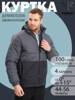 Куртка демисезонная KINGSO MENS, размер M, серо-черный, с капюшоном