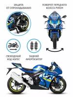 Мотоцикл Автопанорама Suzuki GSX-R 1000 1:12, цвет синий, свободный ход колес, в коробке (JB1251501)