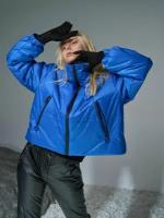 Бомбер YOUZ модный оверсайз, размер 44, 164, голубой