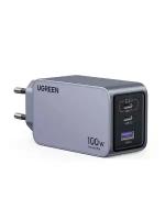 Сетевое зарядное устройство Ugreen X757 USB A + 2 USB C Nexode Pro 100W GaN Tech Fast Charger с кабелем Type-C 1.5м (25874), серый