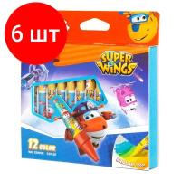 Комплект 6 наб, Мелки восковые Deli Super Wings круглые наб 12цв. картон/европод, EC21000