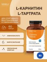 Жиросжигатель для тренировок MINDLY Daily L-Carnitine L-Tartrate (L-карнитин L-тартрат) для женщин и мужчин, 60 капсул