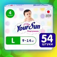 YourSun подгузники L (9-14 кг), 54 шт., белый