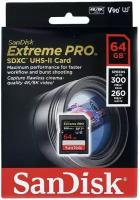 Карта памяти SanDisk Extreme PRO SDXC 64 ГБ Class 10 UHS-II U3 V90 8K-Video (R/W 300/260 Mb/s)