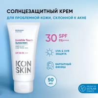 ICON SKIN Солнцезащитный крем-флюид Invisible Touch SPF 30 с ниацинамидом и цинком для жирной и комбинированной проблемной кожи, 50 мл