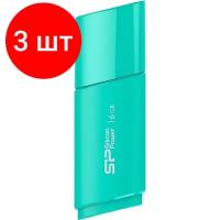 Комплект 3 штук, Флеш-память Silicon Power Ultima U06 16Gb/USB 2.0/Бирюзов(SP016GbUF2U06V1B)