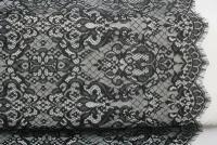 Ткань Ажурное кружево чёрного цвета с фестонами по обеим кромкам, ш65см, 0,5 м