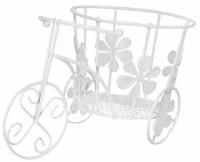 Подставка декоративная металлическая окрашенная "Велосипед с круглой корзиной" / Кашпо декоративное (180 х 110 х 105 мм)