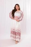 Аленушка, платье-сарафан из натурального хлопка, длина в пол, размер 42, белый цвет, лето