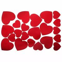 Наклейка Сердечки, размер листа 19,3х30 см, Красный, Металлик