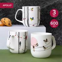 Кружка фарфоровая, набор чашек для чая и кофе APOLLO "Chito Basalto" 600 мл, 3 предмета