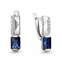 Серьги Diamant online, серебро, 925 проба, сапфир синтетический, фианит