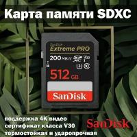 Карта памяти для фотоаппарата SanDisk Extreme PRO V30 SDXC UHS-I 512 GB (SDSDXXD-512G-GN4IN) - флешка 512 Гб