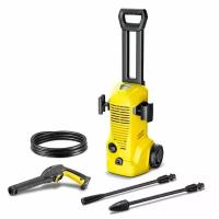 Минимойка высокого давления Karcher K 2 Premium для сада, мойка электрическая, пистолет + шланг 4 м + грязевая фреза, 1-позиционная струйная трубка и штуцер, черный/желтый