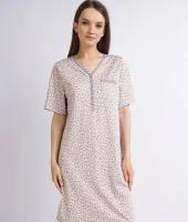 Платье домашнее женское "Clever"цвет св.бежевый/серый размер 48