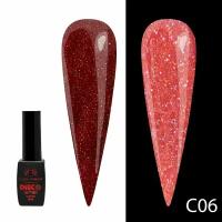 Global Fashion Гель-лак светоотражающий с блестками Disco Gel Polish для ногтей, маникюра и педикюра, 8 мл / C06