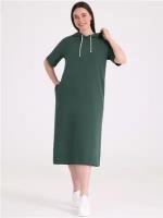 Платье женское длинное оверсайз с капюшоном Апрель 1ЖПК4098804/1190/2220/*/*/*/*/* зеленый 108-164