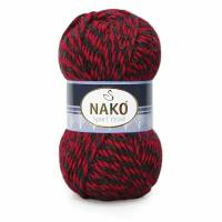 Пряжа Sport wool Nako, черн/красн меланж - 21343, 25% шерсть, 75% премиум акрил, 5 мотков, 100 г., 120 м