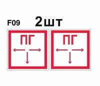 Знаки пожарной безопасности светящийся фотолюминисцентный F09 Пожарный гидрант ГОСТ 12.4.026-2015 100мм 2шт