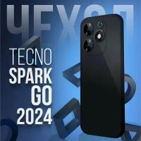 Черный чехол №80 для Tecno spark go 2024 / противоударный матовый black бампер клип-кейс с защитой камеры на Техно спарк го 2024