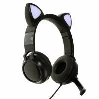 Наушники Game Cat Black, игровые, микрофон, USB+3.5 мм, 2м, чёрные