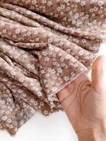 Ткань для шитья блуз, платьев, юбок 100% Вискоза кофейная в цветочек 100х142 см