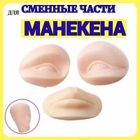 Сменные части головы-манекена (губы, глаза) для отработки перманентного макияжа, татуажа