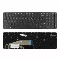 Клавиатура для ноутбука HP ProBook 450 G3, 455 G3, 470 G3, 650 G2, 655 G2 Series. Плоский Enter. Черная, с черной рамкой. 831023-001, NSK-CZ1BV