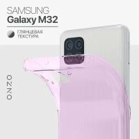 Чехол на Самсунг Галакси М32 тонкий / Бампер накладка на Samsung Galaxy M32 сиреневый прозрачный